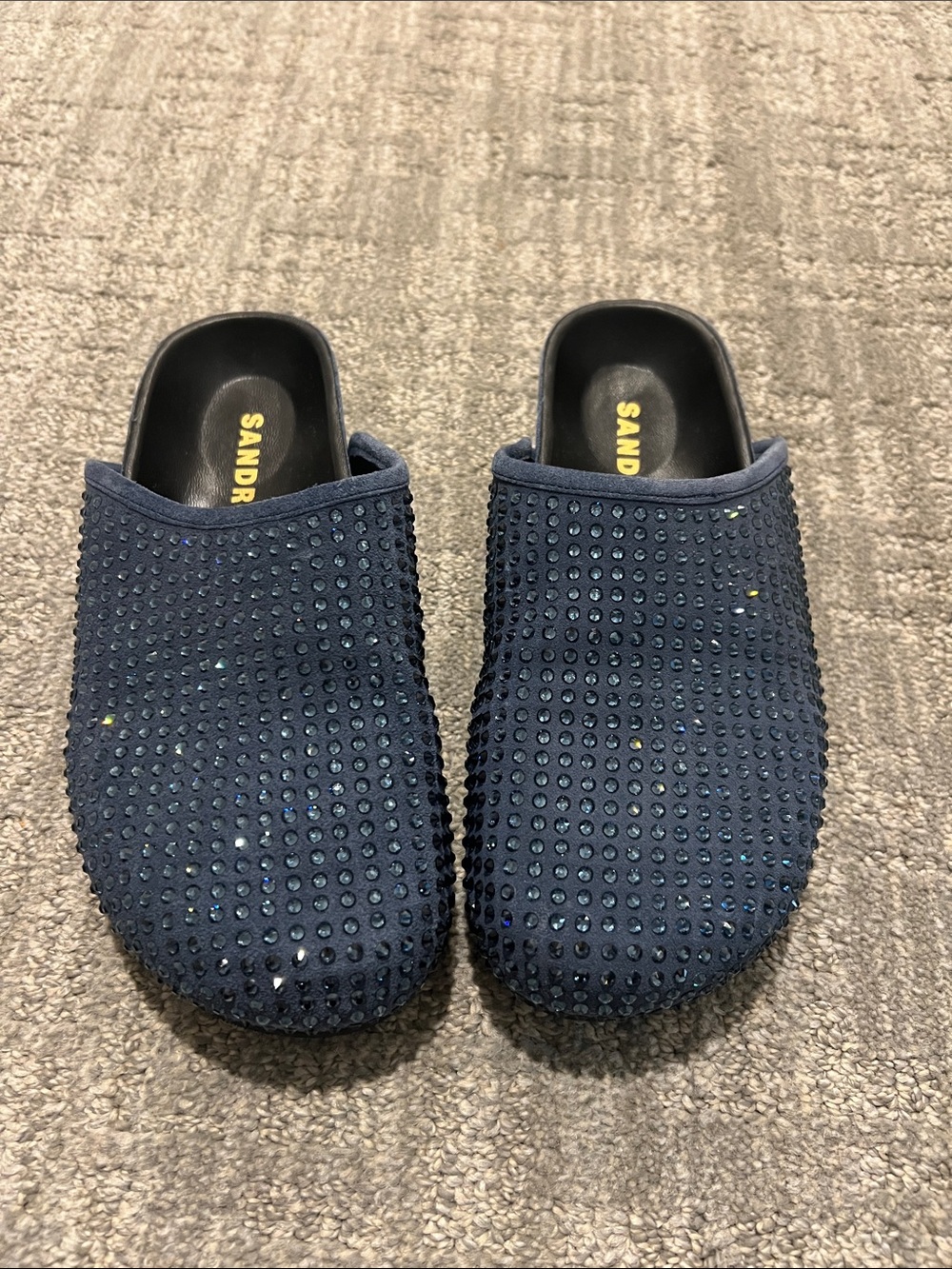 Sandro Embellished Navy Slip-On Mules NWT